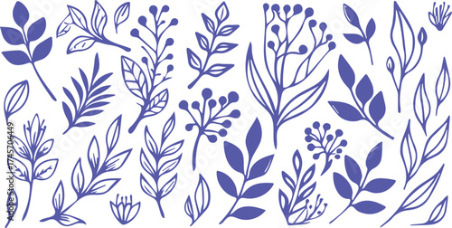 Charming monochrome botanical vector collection with a simple, rustic, and hand-sketched aesthetic. Ideal for feminine branding, nature-themed designs, patterns, and scrapbooking.