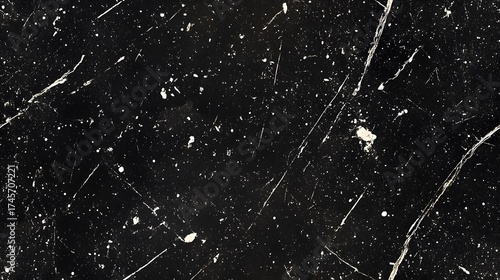 Black marble texture with white veins and speckles offers a natural abstract background.