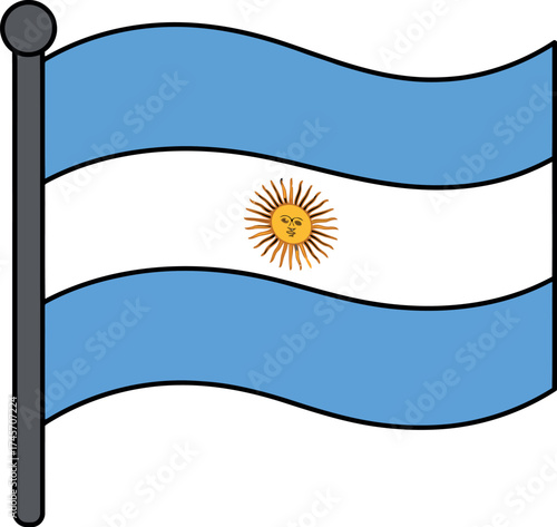 Argentine flag waving proudly national symbol vector