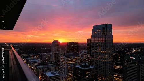 Breathtaking City Skyline Sunset View from High-Rise Building