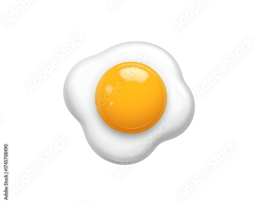 Perfectly Fried Egg with a Bright Yellow Yolk on a Minimalist Backdrop to breakfast time