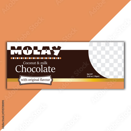 Chocolate Bar Packaging Design – Coconut and Milk Flavor Label Template for Branding and Marketing