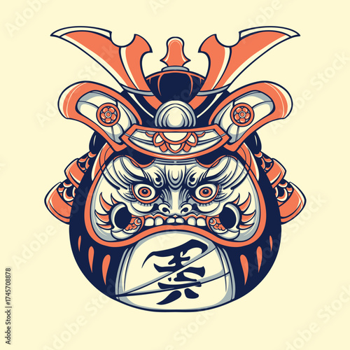 Japanese daruma mask vector art