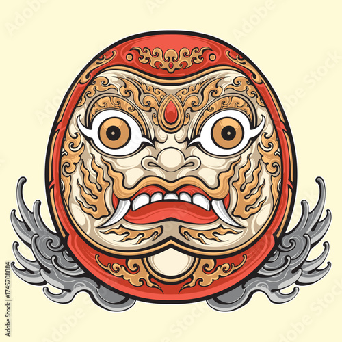 Japanese daruma mask vector art