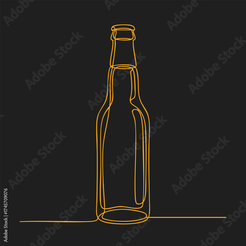 Minimalist line drawing of a classic glass bottle on a dark emphasizing simplicity and elegance