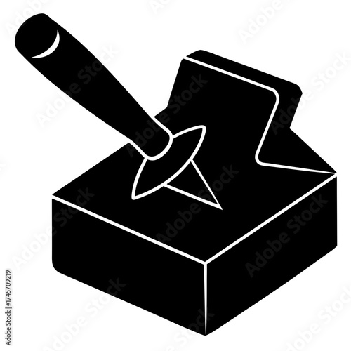A black and white illustration of a switch being flipped, , showcasing a simple yet impactful design with clean lines and a modern aesthetic