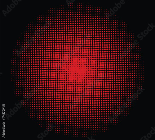 Abstract fiery red circular energy burst glowing with warmth and radiance Artistic background wallpaper with color halftone effect