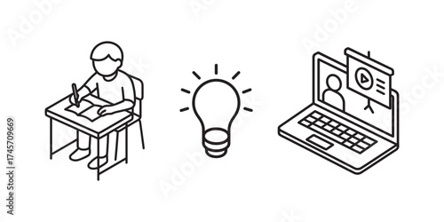 Schoolboy light bulb and laptop