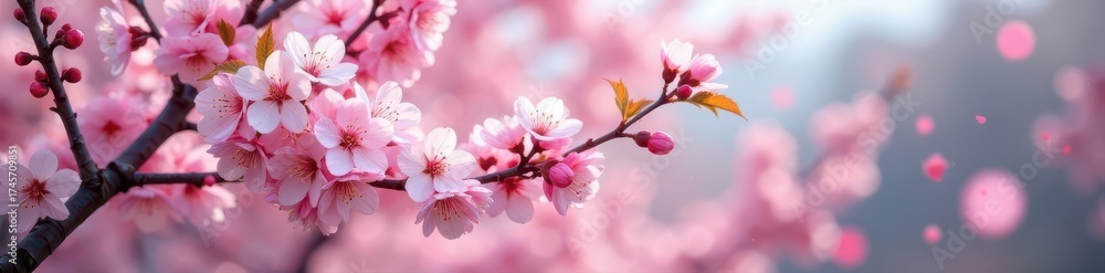Obraz premium Pink cherry blossoms in full bloom, Ota, Gunma Prefecture, Japan spring , flowers, pink flowers, japanese landscape