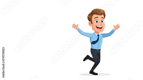 Determined businessman running forward with speed and enthusiasm ready to tackle challenges, perfect for illustrating ambition and success