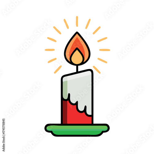 burning candle and fire icon vector illustration