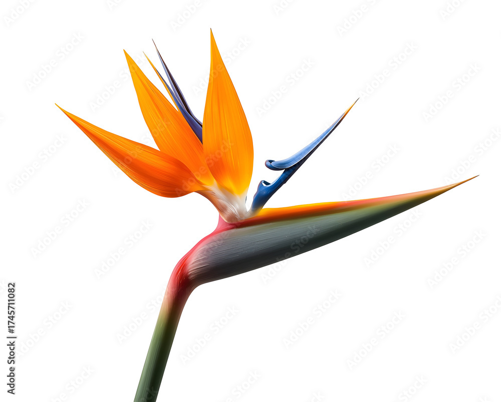 Obraz premium Striking bird of paradise flower isolated, showcasing vivid colors and unique tropical beauty