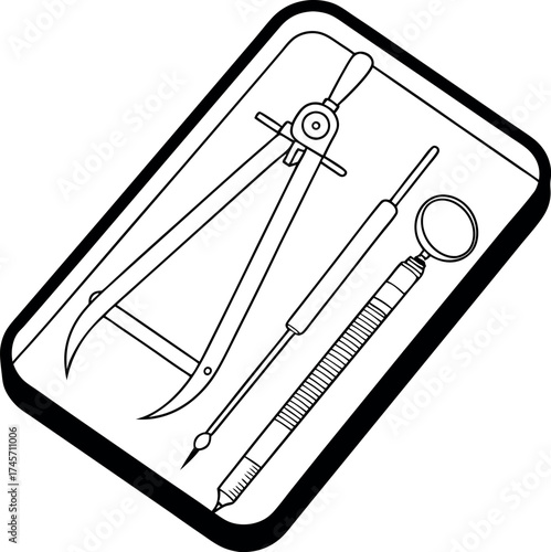 Dentist Caliper Tool Medical Vector Art Design