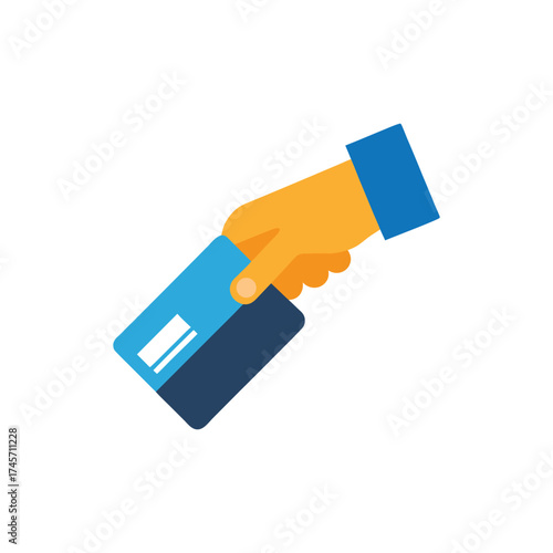 hand swipe credit card during purchase flat vector illustration