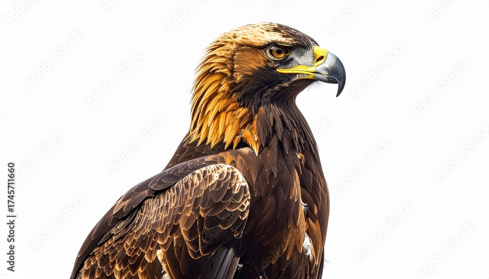Obraz premium Majestic Golden Eagle Portrait Isolated on White Background.