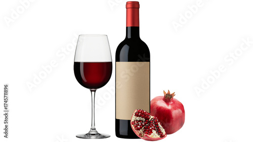 Savor the rich complexity of a decadent glass of red wine paired with vibrant pomegranate for an exquisite tasting experience.