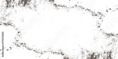 Black ink splat frame on an old dirty grunge texture backdrop for an abstract design border