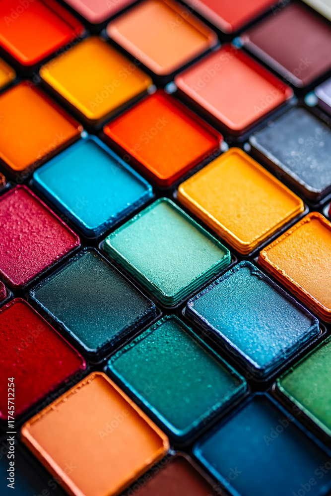 Fototapeta premium A close up shot of a palette of colored eyeshadows