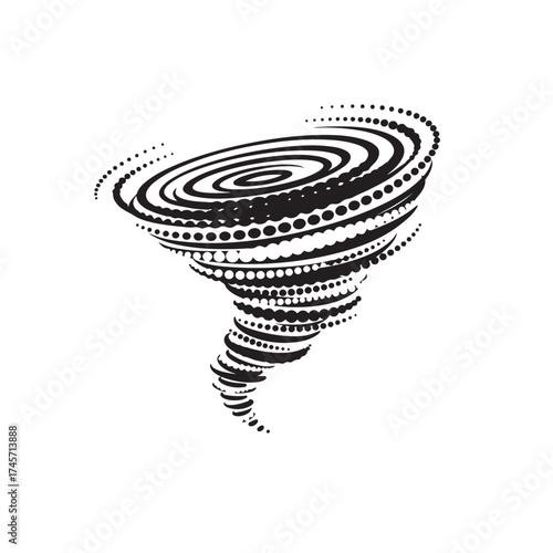 Vector art of abstract tornado made of dots, silhouette art design