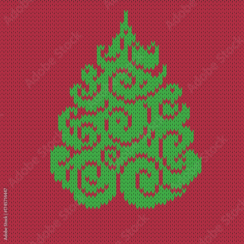 Winter Holiday  Knitted Pattern with a Christmas Trees