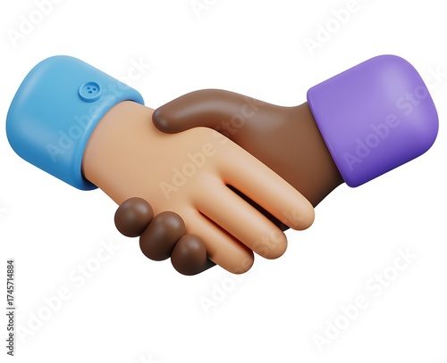 3d rendered handshake emoji showing unity diversity and agreement between different skin tones