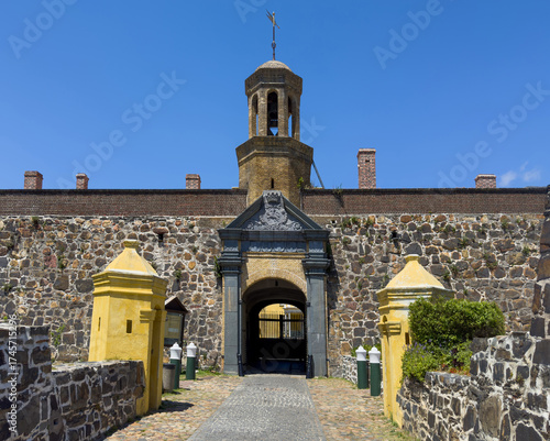 Castle of Good Hope entrance, Cape Town

, South Africa. Stone walls, bell tower and colonial architecture