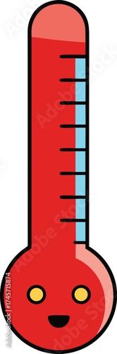   red thermometer showing high heat on white backg.eps