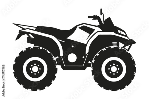 Silhouette Illustration of a FourWheeled AllTerrain Vehicle (ATV) with Knobby Tires