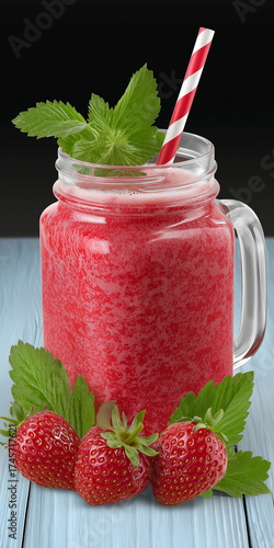 strawberry yogurt with mint