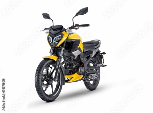 Yellow indian bike isolated on white background