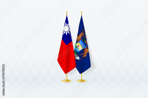 Taiwan and Michigan Flags Side by Side, Symbol of International Partnership.