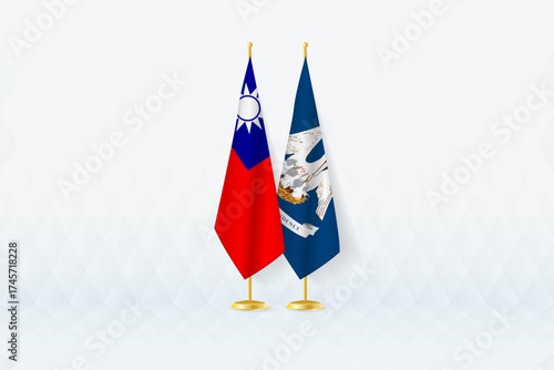 Taiwan and Louisiana Flags Side by Side, Symbol of International Partnership.