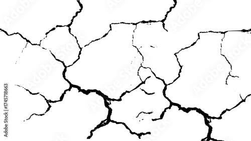 Dry Terrain Ground Crack Texture with Old Concrete Wall Pattern, Vintage Distressed Scribble Effect, Grunge Abstract Broken Surface Vector Background