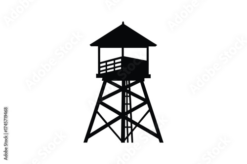 Watchtower silhouette  vector, Black watchtower silhouette vector bundle