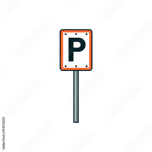 Parking sign on a post indicating parking area  