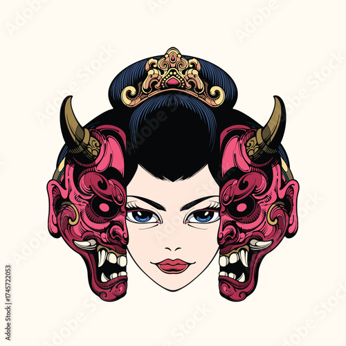 Japanese Traditional Mask vector illustration