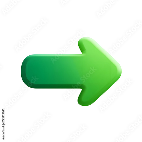 Glossy green arrow isolated on transparent background