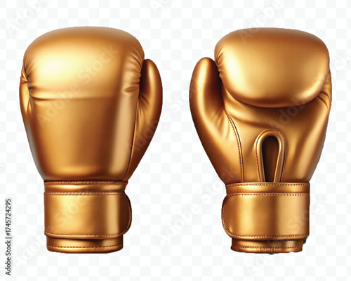 realistic 3d boxing gloves front and back with black view in different color style isolated on transparent background