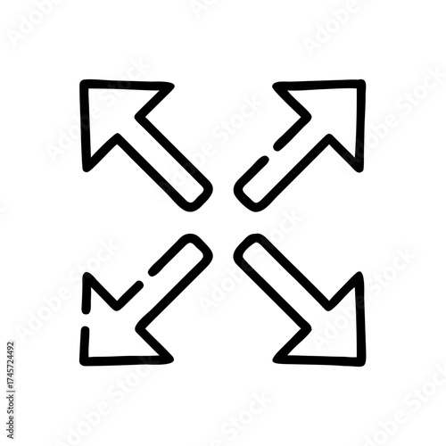 Hand-drawn fullscreen expand icon with arrows pointing outwards