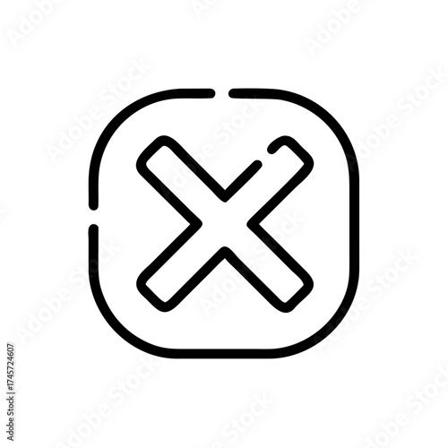 Simple linear style 'X' mark icon representing error, decline, delete, or close actions for digital user interfaces