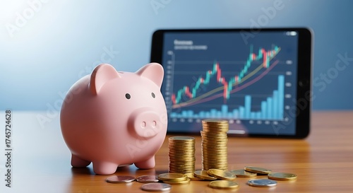 piggy bank on the laptop
