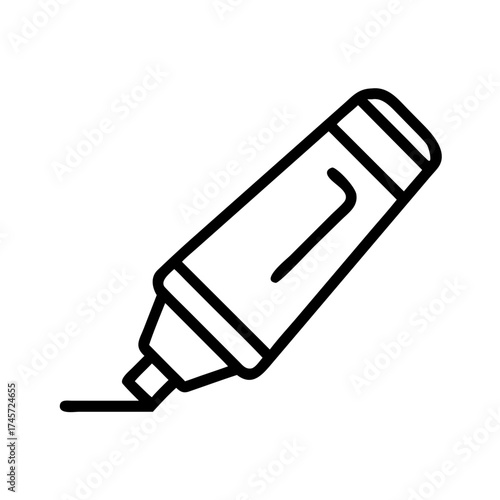 Essential stationery item a sleek line art vector icon of a classic marker for emphasizing text and creative projects
