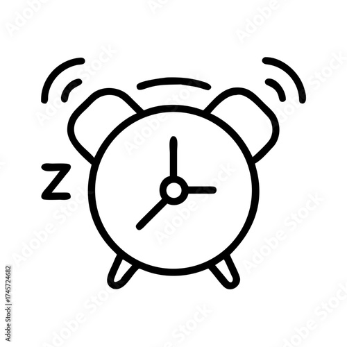 Alarm clock icon with a ringing sound and snooze indicator