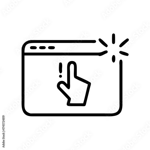 Clicking on a computer screen with a mouse pointer and exclamation mark