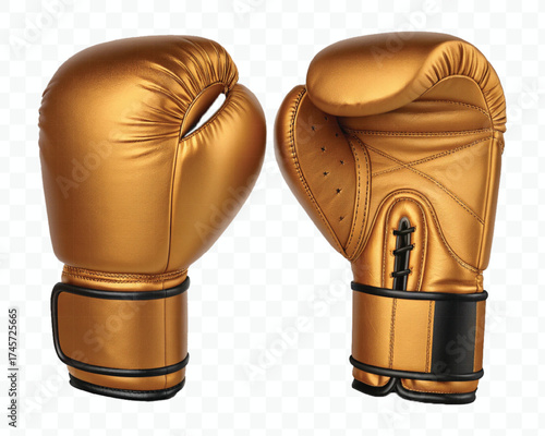 realistic 3d boxing gloves front and back with black view in different color style isolated on transparent background