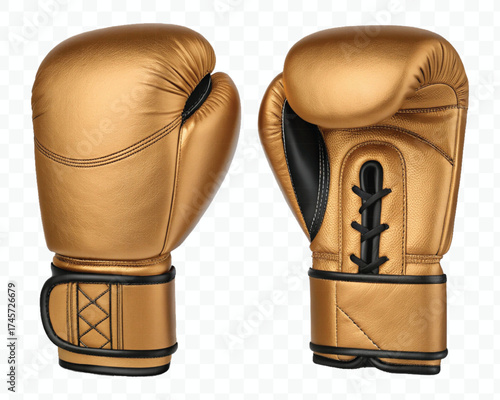 realistic 3d boxing gloves front and back with black view in different color style isolated on transparent background