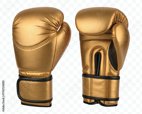 realistic 3d boxing gloves front and back with black view in different color style isolated on transparent background