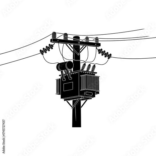 Cable Car Support Tower Illustration – Mountain Aerial Tramway Infrastructure Icon