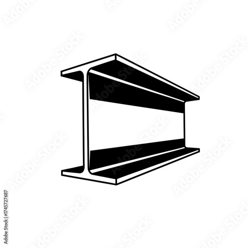 Steel I Beam Structural Construction Metal Profile Engineering Vector Illustration