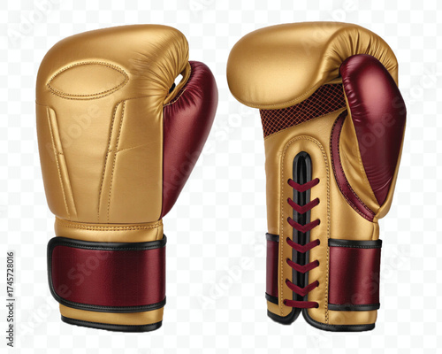 realistic 3d boxing gloves front and back with black view in different color style isolated on transparent background